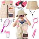 Kids Explorer Kit & Bug Catcher Kit, Kids Camping Gear for Kids, Outdoor Exploration Set with Vest & Hat, Ideal Outdoor Camping Adventure Toys for Ages 3 4 5 6 7 8 Boys Girls (Pink)