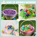 JOYIN 4 Pcs Easter Bamboo Baskets Gift Woven Baskets with Handles and 4 Colors Grass Paper Shreds, Candy Wicker Candy Toys Storage Bucket for Easter Egg Hunt, Kids Party Supplies(9" X 8")