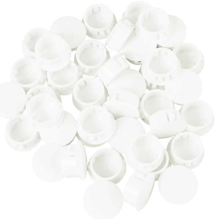 3/4 In/19 mm White Plastic Hole Plugs, Snap in Locking Fastener Covers for Kitchen Cabinet Furniture Electric Box, Door Screw Hole Cover, Sheet Metal Tube Pipe Choke Plug, 40PCS