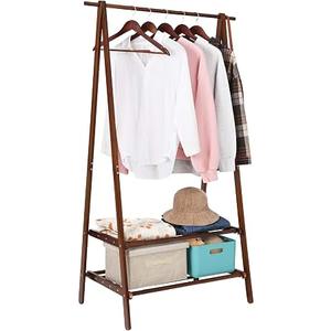 Jotsport Bamboo Clothing Rack with 2 Tier Storage Shelf, Foldable Design
Portable Clothes Hanging Stand Space-Saving Garment Rack for Laundry, Guest Room, Apartment, Entryway