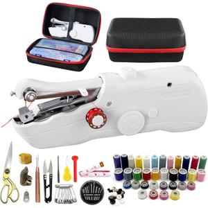 Handheld Sewing Machine with Black Storage Case and 109-Piece Sewing Kit, Mini Portable Cordless Hand Sewing Machine, Ideal for Adults & Beginners, Complete Set of Quick Home Clothing Repair Tools