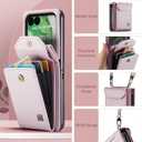 ASAPDOS Crossbody Case Compatible with Moto Razr+ Plus 2024/2025,Retro PU Leather Strap Wristlet Flip Case with Magnetic Closure and Card Holder for Men Women Rose Gold