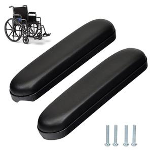HMZ Full Length Padded Armrest Black 10-1/4" Long Wheelchair and Transport Chair arm Cushions, Black (1 Pair) Compatible with All Brands(10-1/4")