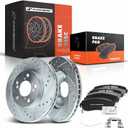 A-Premium 11.66 inch (296mm) Front Drilled and Slotted Disc Brake Rotors + Ceramic Pads Kit Compatible with Select Honda Models - Odyssey 2005 2006 2007 2008 2009 2010, 6-PC Set