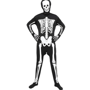 EraSpooky Halloween Men Skeleton Jumpsuit Costume Luminous Skull Skin Full Body Tights Suit, XXL