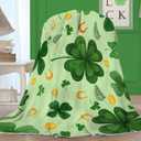 Hexagram St Patricks Day Blanket, Shamrock St Patricks Day Decor, Lucky Saint Throw Blanket 50" X 60", Saint Gifts for Him Her, Shamrock Decorations for Home