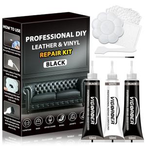 Black Leather Repair Kit Car Interior, Vinyl Repair Kit for Furniture, Sofa, Jacket, Purse  Super Easy Instructions to Fix Scratches, Tears, Holes, and Peeling