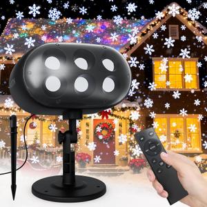 NACATIN Snowfall LED Projector Lights - 2025 Upgrade Christmas Snowflake Projector Lights Outdoor, Christmas Snow Light,Snow Falling Projector Lamp Dynamic Snow Effect for Xmas, Halloween, Party