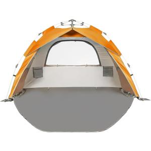 Beach Tent Pop Up Beach Sun Shade Tent with UPF 50+ UV Protection, Removable Floor Zippered Privacy & Ventilation Sun Shelter Family 3 to 4 Person (Orange)