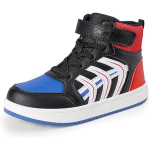 DREAM PAIRS Boys Girls Sneaker High Top Basketball Shoes Kids LilLegends JuniorFly Jumpers Sports Shoes for Athletic School Gym (Size 33.5, Blue/Black/Red)