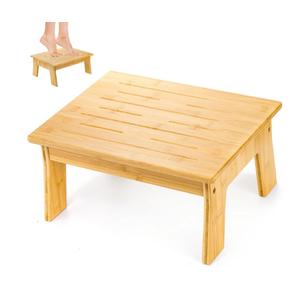 Tlence 6.5" Wooden Bed Step Stool, 300 Lbs Capacity Small Bamboo Foot Stool, Non Slip One Step Platform for Elderly, Short Bed Steps for High Beds Under Desk Bathroom Kitchen, Easy Assembly