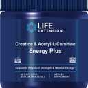 Life Extension Creatine Acetyl-L-Carnitine Energy Plus, Energy Support Supplement, creatine monohydrate, Acetyl-L-carnitine, Gluten-Free, Non-GMO, Vegetarian, 30 Servings (EXP 02/01/28)
