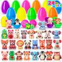 24 Pack Prefilled Easter Eggs with Squishy Animal Toys, Pre-Filled Easter Eggs for Easter Egg Hunt, Easter Basket Stuffers, Non Candy Easter Toys, Party Favors for Kids Boys Girls