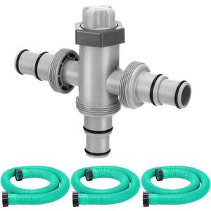 Dual Split Swimming Pool Hose Plunger Valve, 2 in 1 Hose Plunger Valve with 1.5" Diameter Pool Pump Replacement Hose for Above Ground Swimming Filter Pump(Green)