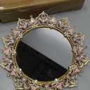 Vanity Tray, Ring Holder Jewelry Ornate Dish, Metal Decorative Makeup Tray for Vanity, Dresser, Bathroom, Bedroom (Pink)