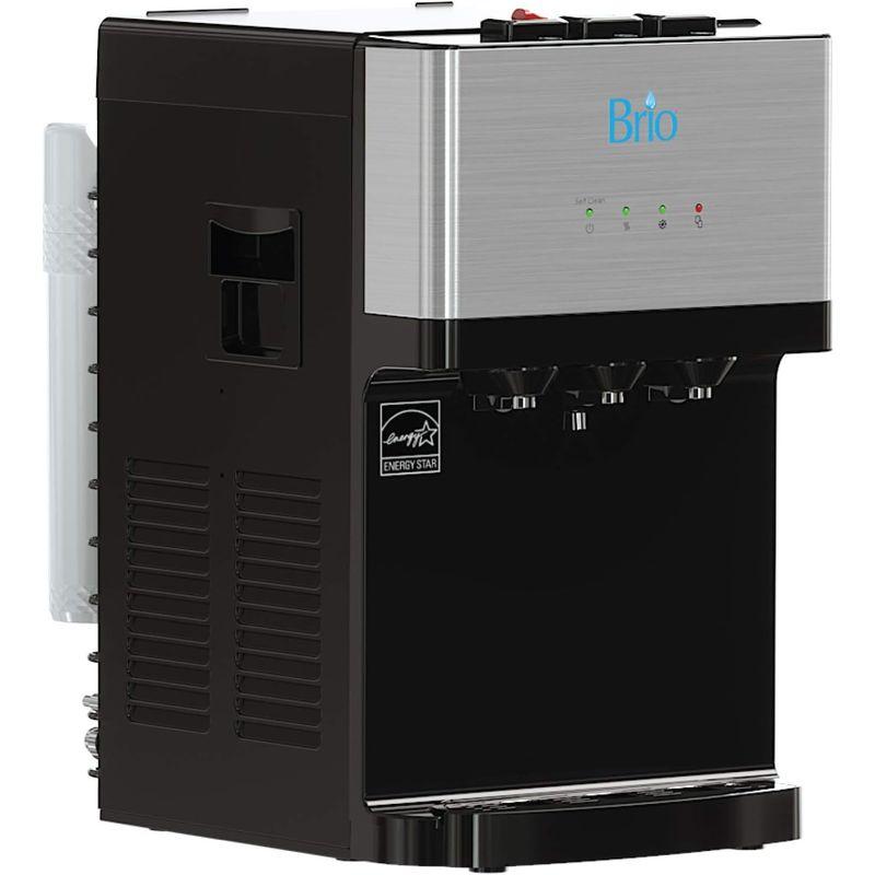 Brio Countertop Self Cleaning Bottleless Water Cooler Dispenser with Filtration - Hot Cold and Room Temperature Water. Free Extra Replacement Filters Included - UL/Energy Star Approved