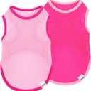 2 Pack Cooling Shirts for Dogs, Lightweight Mesh Breathable Dog Shirt for Medium Dogs Girl,Sun-Protection Sleeveless Shirts for Dog&Cat Puppy Vest Pet Apparel, Pink 2XL
