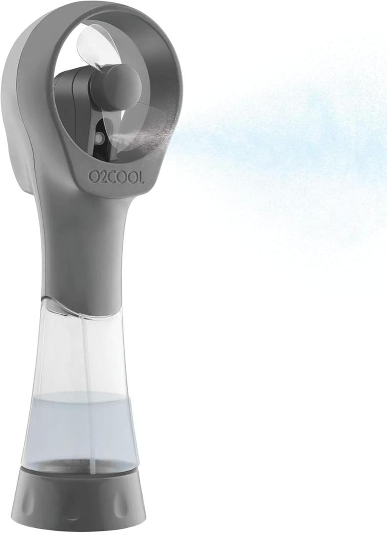 O2COOL Elite Battery Powered Handheld Water Misting Fans (Grey) (2 Pack)
