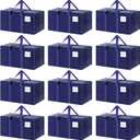 12 Pack Extra Heavy Duty Large Moving Bags with Strong Zipper & Carrying Handles, Sturdy Clothes Storage Bags Totes Bins, Packing Bag Move Boxes College Moving Supplies, Dark Blue  24 gal