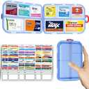 Pill Organizer, Large Travel Pill Organizer with Labels, Medicine Pill Organizer, Travel Essentials Pill Case (Blue)