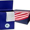 American Flag Themed TSA Approved Fly-Safe and Temporary Travel Cremation Urn Kit for Human Ashes - Airline and Mail Friendly - 200 Cubic Inch Capacity - Blue Plastic Urn with Patriotic Mailing Box