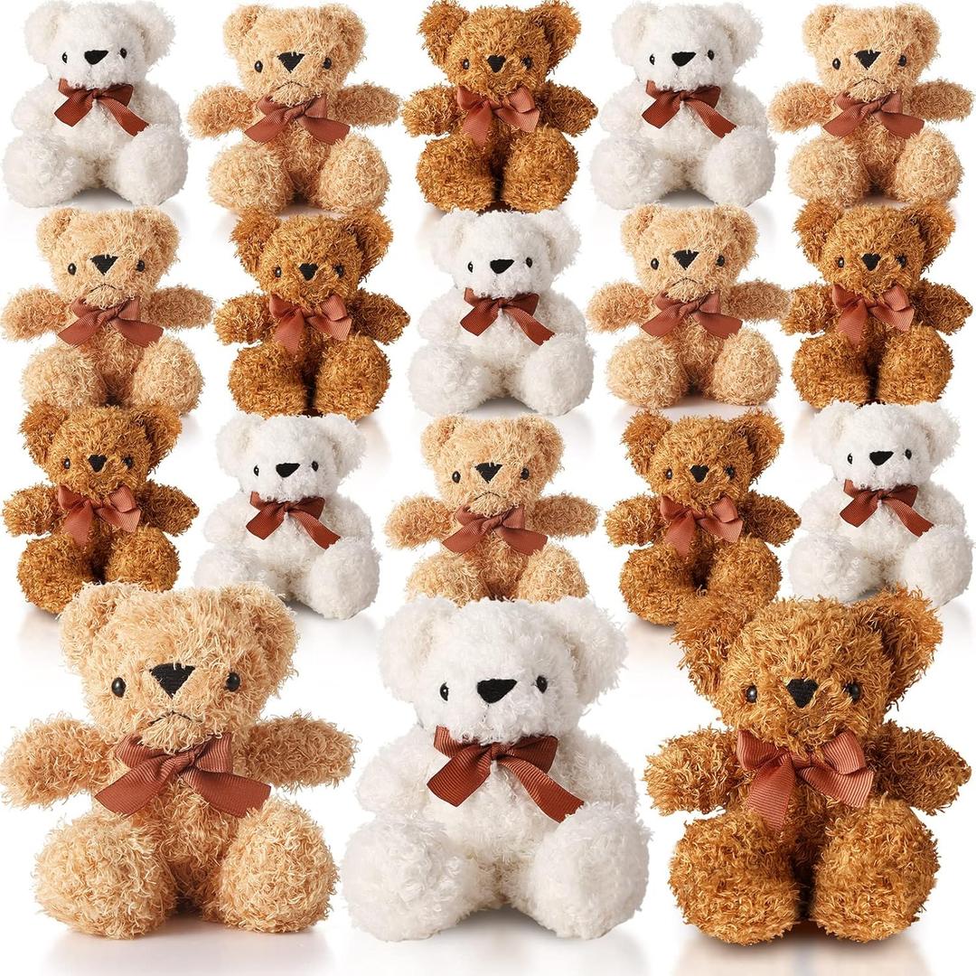 HyDren 18 Pack 8 Inch Bear Stuffed Animal Plush Bears Toys Bulk Soft Bear Doll for Wedding Birthday Decorations Baby Shower Party Favors