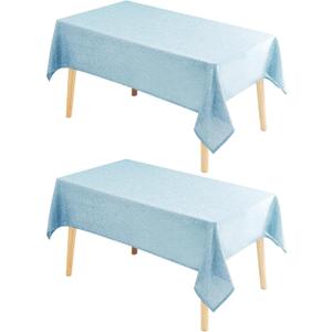 Hiasan 2 Pack Faux Linen Rectangle Tablecloth - Wrinkle and Stain Resistant Washable Table Cloth for Kitchen Dining Room Holiday Table Cover for Party Dinner, Lux Slate Blue, 54 x 80 Inch