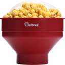 The Original Salbree Collapsible Silicone Microwave Popcorn Popper Maker Machine, Microwavable Bowl Holds 16 Cups, Uses Hot Air and Oil Always Optional (Ruby Red)