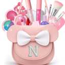 Non Toxic Makeup for Little Girls,Safe Kids Real Makeup Sets for Girls Age 3-8 with Initial N Bag,Play Make Up Kit for Girl Easter Baskets Christmas Birthday Gift Ideas