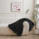 chovy Black Blanket for Couch - Bread Grid Rabbit Plush Soft Warm Blanket for Sofa Livingroom Bedroom Dorm Decor - 50x60 Inches