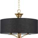 Kira Home Alondra 20" Modern 3-Light Drum Chandelier Black Fabric Shade
