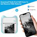 Thermal Mini Printer, Portable Inkless Sticker Maker with 11 Rolls Printing Paper, for Photo Journal Notes Memo, Compatible with iOS & Android