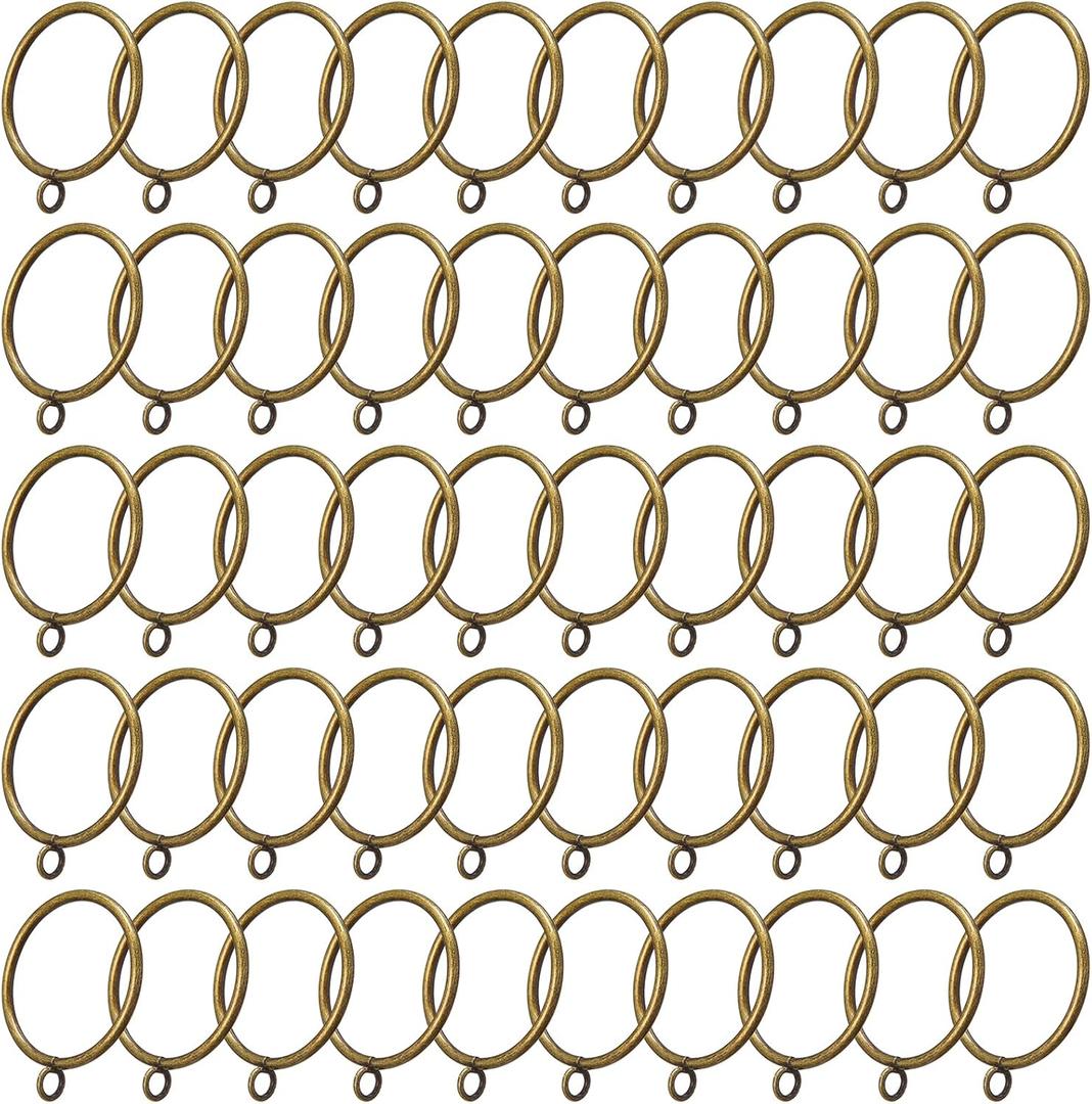 Zonon 60 Pack Large Curtain Rings with Eyelets, 2.3 Inch Metal Drapery Rings for Curtain Hook Pins Pinch Pleat Curtains, Drape Ring Fits up to 1.9 Inch Curtain Rods(Bronze) (Bronze)