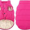 ASENKU Dog Winter Coat - Waterproof Windproof Dog Jacket, Warm Snowproof Doggie Puffer Vest for Cold Weather, Lightweight Snow Coats for Small Medium Large Dogs (Pink, L)