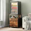 Herture Mini Fridge Stand with 3 Storage, Mini Fridge Cabinet, Beverage Fridge Table, Heavy Duty 21.3" L* 22.7" W Tabletop, for Dorm, Apartment,Office, Bedroom Rustic Brown HB01BXN