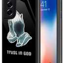 CARLOCA Compatible with Samsung Galaxy S21 Case,Trust in God Jesus Religion Identity Graphic Design Shockproof Anti-Scratch Hard Acrylic Case for Samsung Galaxy S21