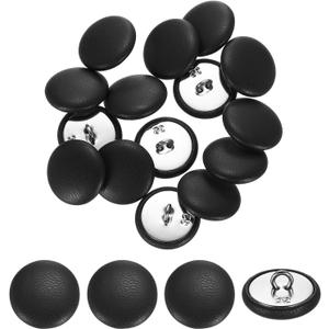uxcell 15Pcs Leather Covered Buttons, 20mm 32L Round Metal Shank Sewing Buttons Sew on for Clothes Coat Hats, Sofa Decoration, DIY Crafts Making, Black