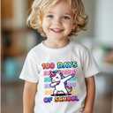 100 Days of School Shirt Kids  Boys Girls Toddler 100th Day of School T-Shirt, Happy 100-Day Kindergarten 3T-7T (Unicorn)