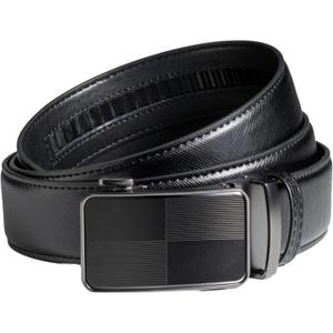 Ratchet Belt for Men Big and Tall Leather Dress Belt, Plus Size Up to 60" Adjustable Fit, 1.38 No Belly Pinch