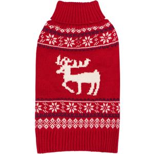 KYEESE Dog Christmas Sweater, Soft Turtleneck Dog Sweater for Small Dogs Boy Girl with Reindeer Pattern, Soft Knit Winter Doggie Outfit with Leash Hole, Warm Festival Pet Clothes, Medium (Medium (7-11lbs), 2# Xmas)