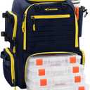 KastKing Bait Boss Fishing Tackle Backpack with Rod Holders-4 Tackle Boxes-Rain Cover,45/43L Large Storage for Fishing Gear (G: Blue (Aluminum Back Support System))