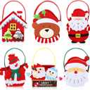 Sadnyy 6 Pcs Christmas Felt Gift Bags Baskets Xmas Celebrations Treat Bucket Christmas Santa Claus Snowman Elk Bag with Handle Portable Candy Gift Treat Holder for Party Favor Supplies