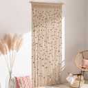 BECHAEO Macrame Beaded Curtain Boho Handmade Cotton Door String Curtain for Doorway Window Wooden Beads Hanging Hippie Room Divider Closet Bedroom Privacy Decor, 1 Panel 79" x 35"