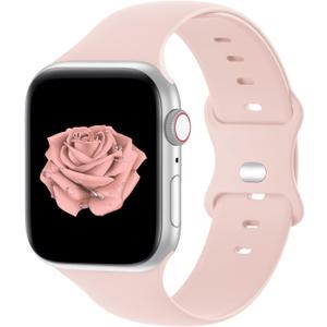 Bandiction Compatible with Apple Watch Series 3 38mm Series 5 40mm iWatch Bands 38mm 40mm 41mm, Soft Silicone Sport Replacement Strap Compatible for iWatch SE 3 Series 11 10 9 8 7 6 5 4 3 2 1 Ultra 3 (1 Sand Pink)