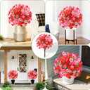 Waipfaru 2 Pack Artificial Flowers Topiary Ball Trees for Outdoors, 24" Fake Bushes Plants, UV Resistant Faux Shrubs with Ground Spike for Front Porch Planters Patio Garden Yard Decor(Red)