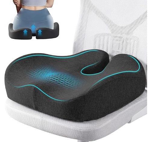 Comphekept Seat Cushions for Office Chairs & Hip Pain Relief, ExtraDense Coccyx Cushion with Sciatica Support, Ergonomic Design for Desk Chair, Car, Wheelchair, AllDay Comfort (Black)