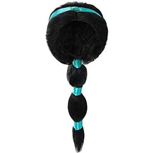 Princess Jasmine wig for Girls Arabian Long Black Pigtail Wig Halloween Party (Black,One_Size)