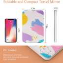 Rechargeable Travel Lighted Makeup Vanity Mirror with PU Leather Cover, Portable Travel Makeup Mirror with Lights, 3 Color Lighting,Touch Sensor Dimmable, Light Up Tabletop Cosmetic Mirror Folding (Rainbow)