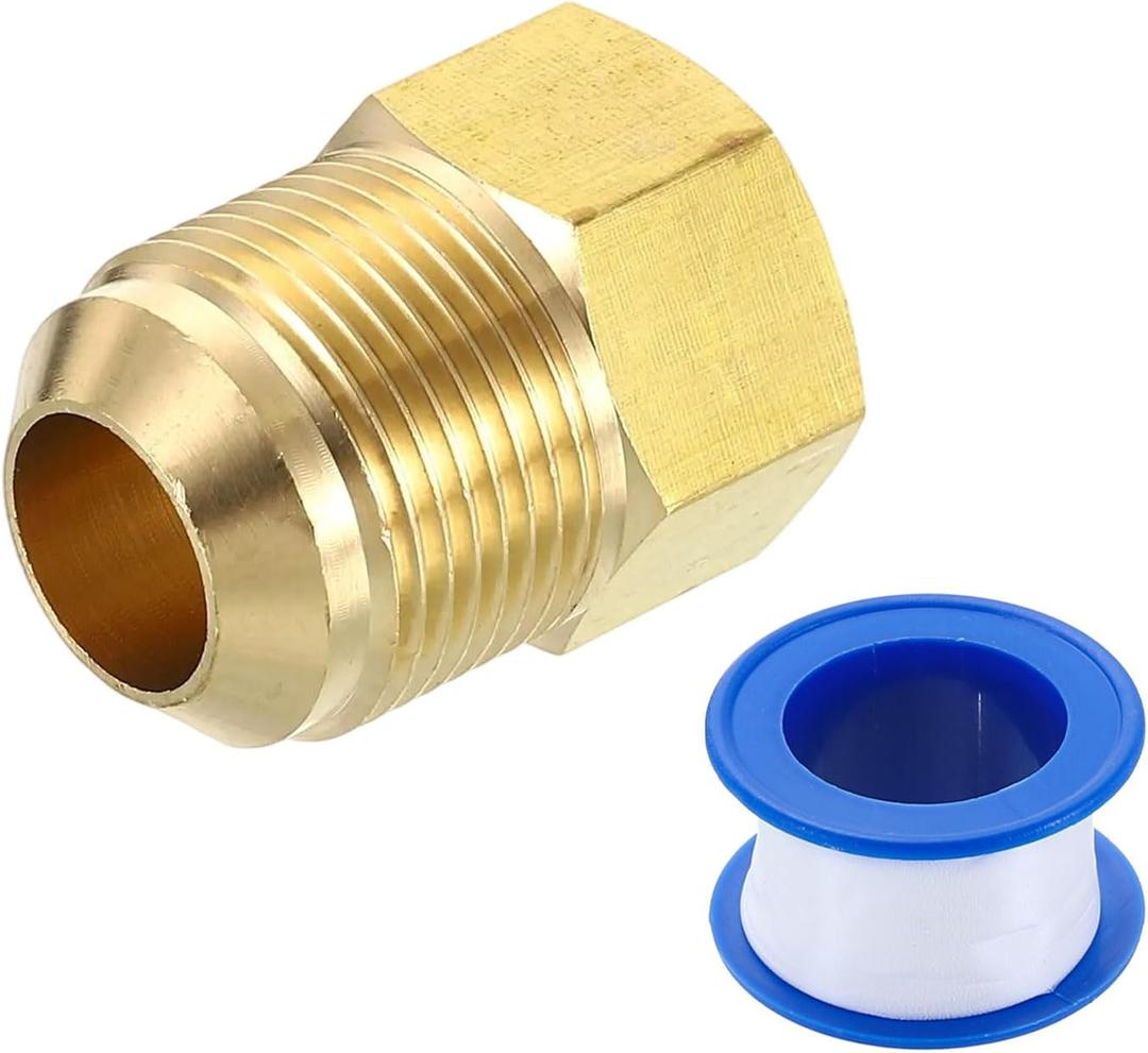 uxcell Brass Pipe Fitting, 3/4 SAE Male x 5/8 SAE Female Pipe Adapter Flare Tube Fitting for Air Gas Line Refrigeration HVAC