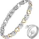 Mahnco Lymph Detox Magnetic Bracelet, Titanium Bracelet for Women, Lymphatic Drainage Ring & Bracelet with 3500 Gauss Magnets-Jewelry Gift Set with Adjustment Tool